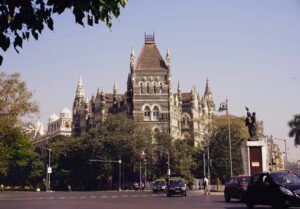 The bombay high court stands stately in the city.